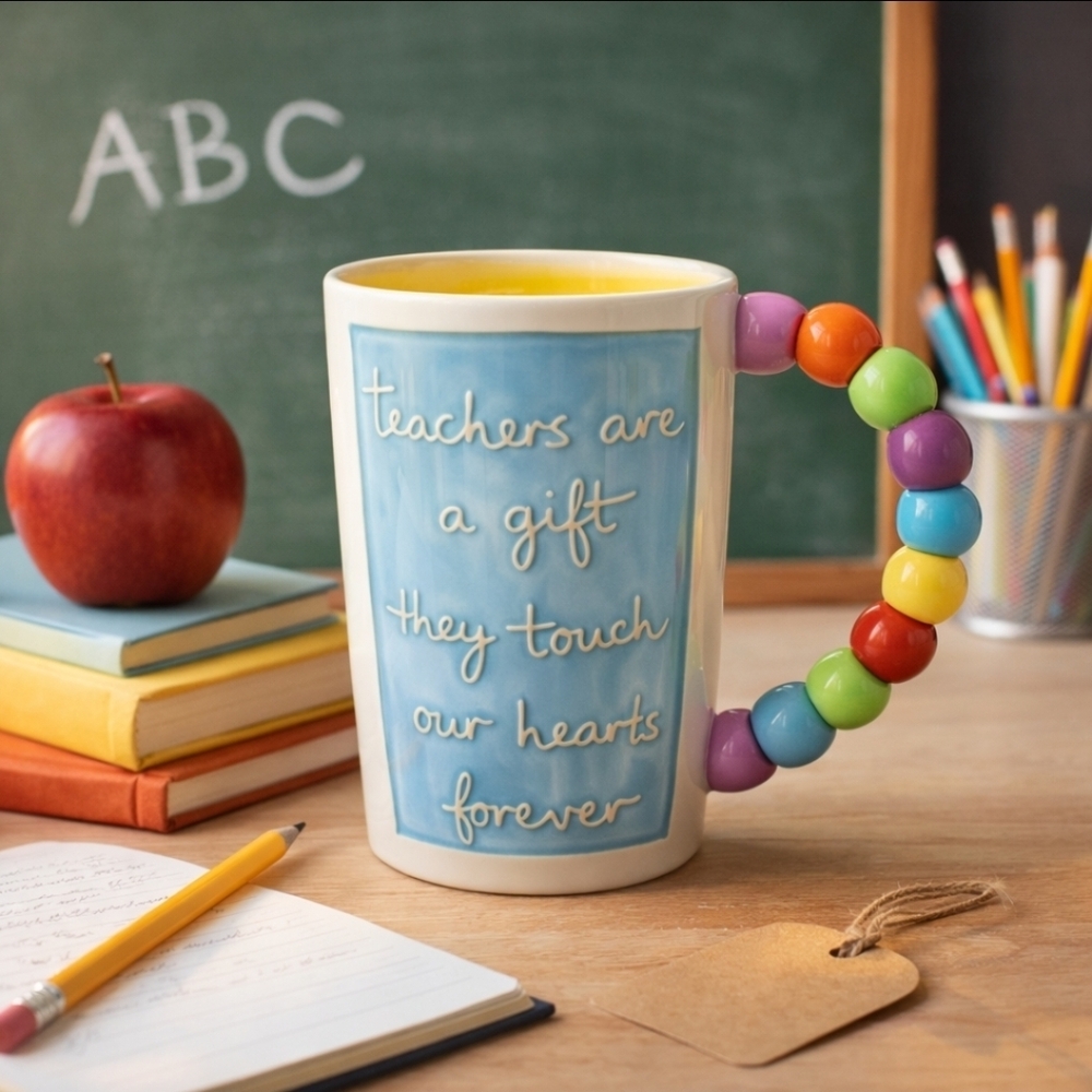 Sandra Magsamen Teacher Mug Beaded Handle Art Mug 5.5” Gift